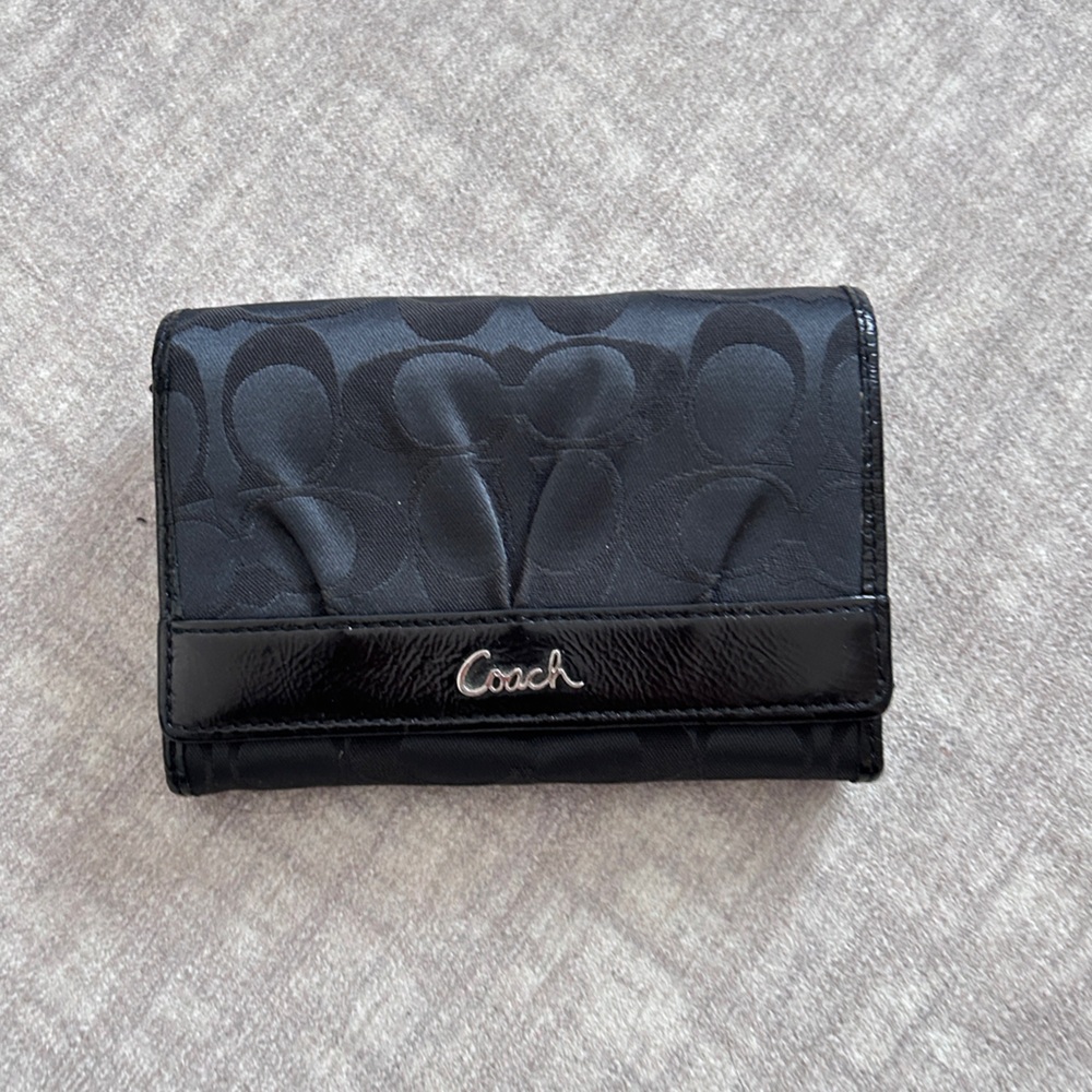 Coach Jacquard Leather Bifold Black Wallet